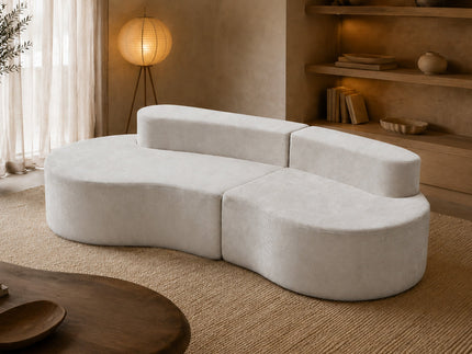 Zzz Atelier Arcadia curve three seater sofa in oatmeal fabric