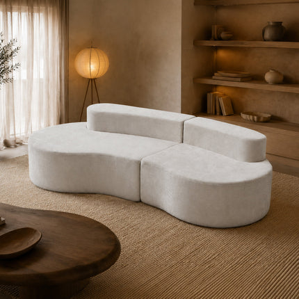 Zzz Atelier Arcadia curve three seater sofa in oatmeal fabric